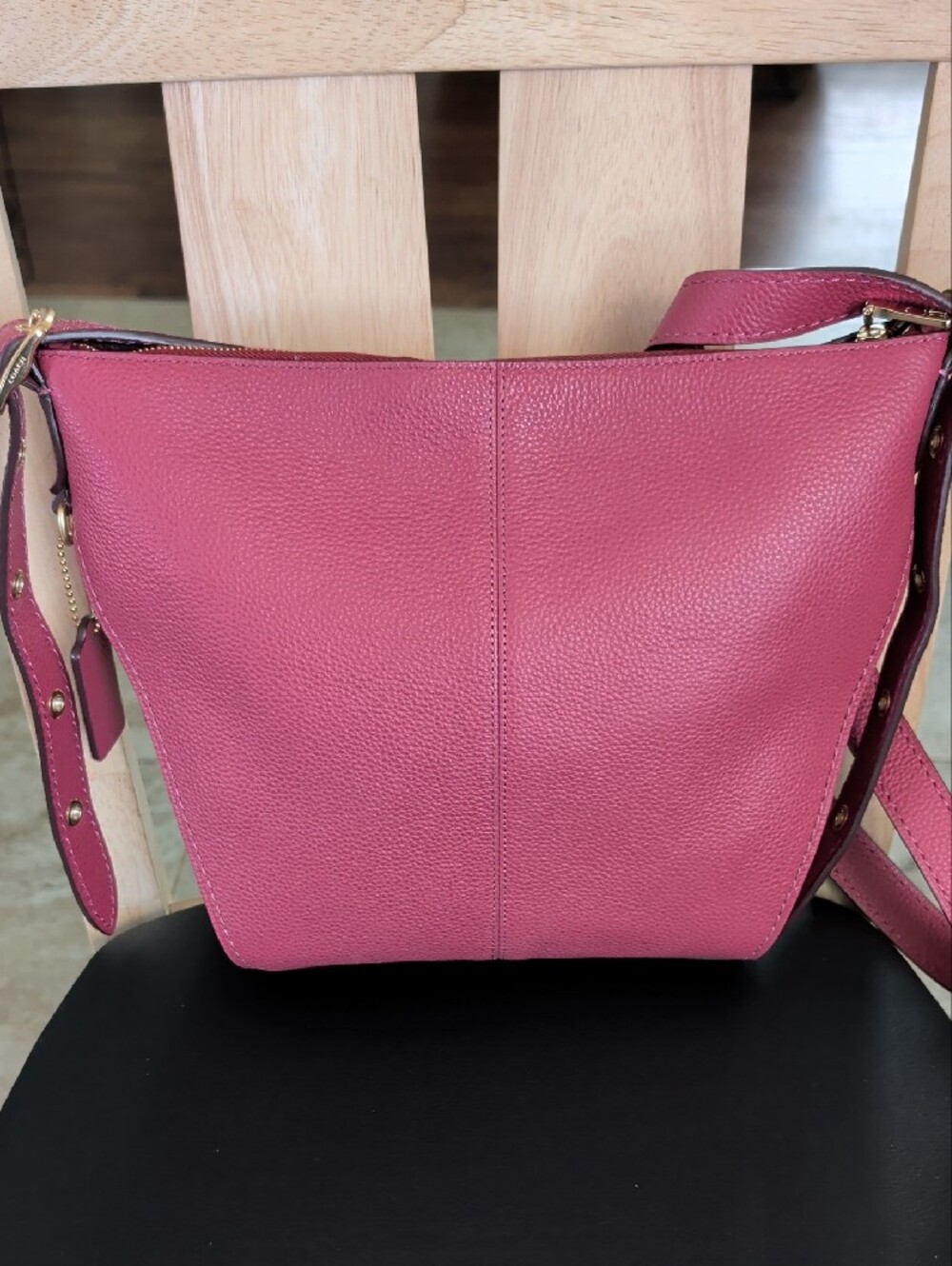 Coach Pebbled Leather Dufflette Hobo Dark Berry (21377) NWOT - Picture 4 of 13
